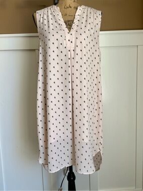 H&M Pale Pink Leaf Print Sleeveless Shift Dress Size 14